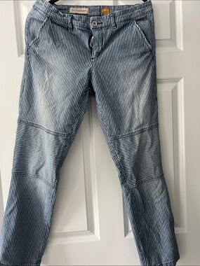 Pilcro Striped Light Blue Women's Straight Leg Jeans - Anthropologie